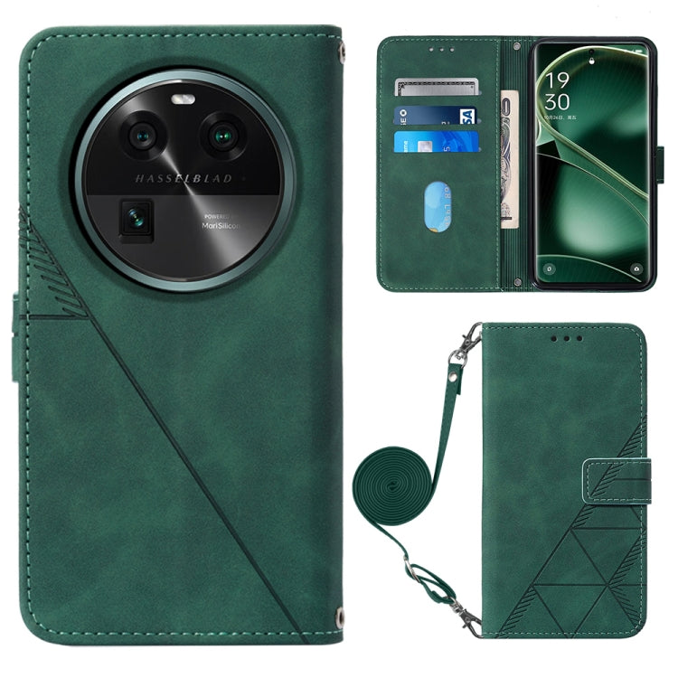 For OPPO Find X6 Crossbody 3D Embossed Flip Leather Phone Case
