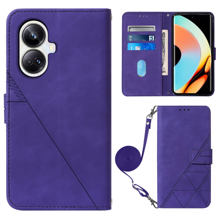 For Realme 10 Pro+ 5G Crossbody 3D Embossed Flip Leather Phone Case