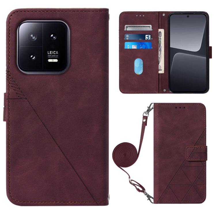 For Xiaomi 13 Crossbody 3D Embossed Flip Leather Phone Case