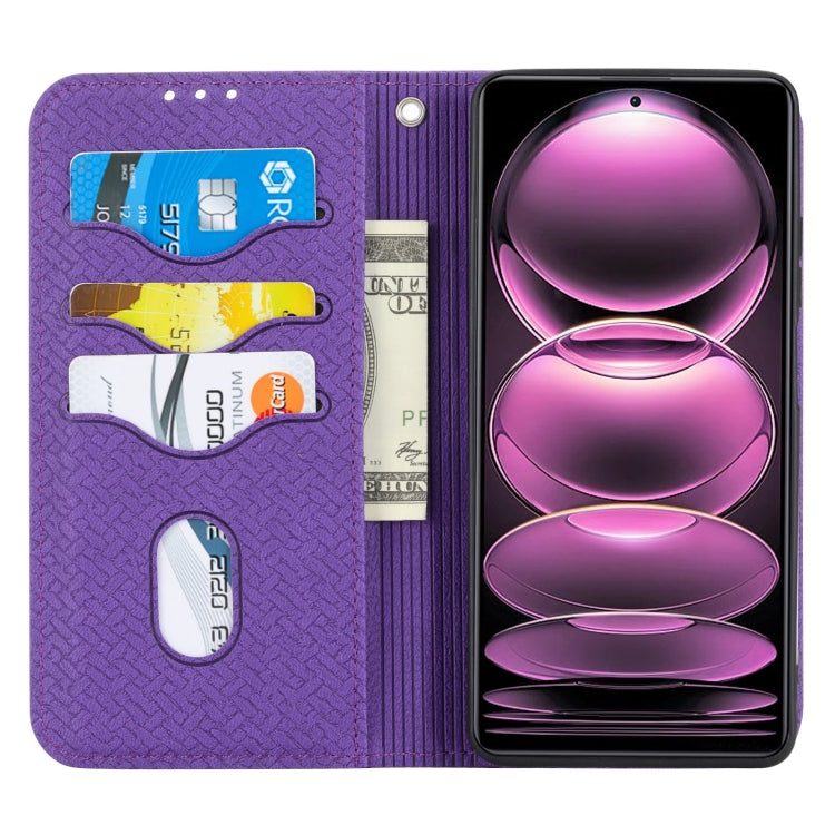 For Redmi Note 12 5G Global Woven Texture Stitching Magnetic Leather Phone Case