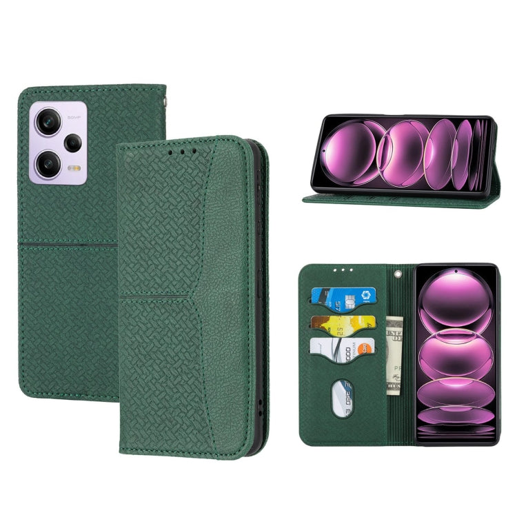 For Redmi Note 12 Pro 5G Global Woven Texture Stitching Magnetic Leather Phone Case