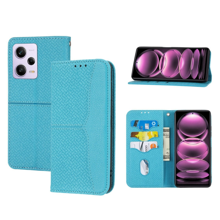 For Redmi Note 12 Pro+ Global Woven Texture Stitching Magnetic Leather Phone Case