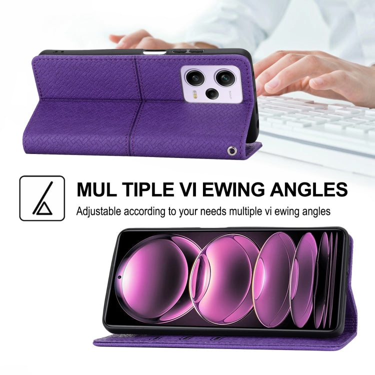 For Redmi Note 12 Pro+ Global Woven Texture Stitching Magnetic Leather Phone Case