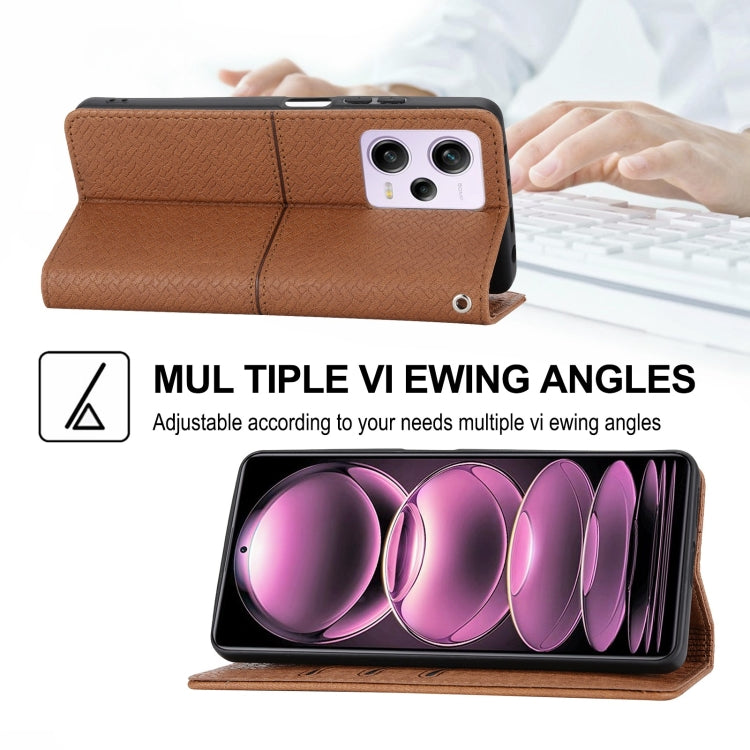 For Redmi Note 12 4G Global Woven Texture Stitching Magnetic Leather Phone Case