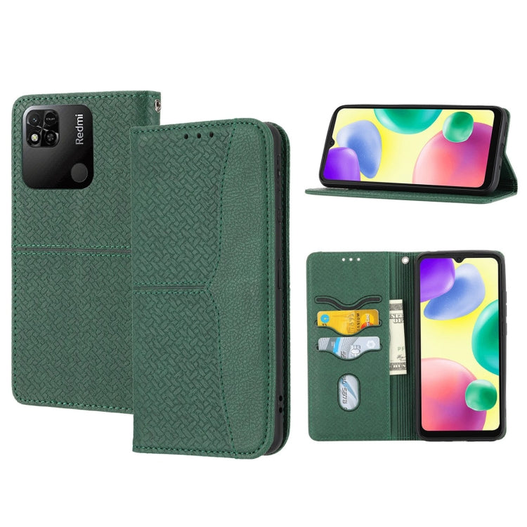 For Xiaomi Redmi 12C Woven Texture Stitching Magnetic Leather Phone Case