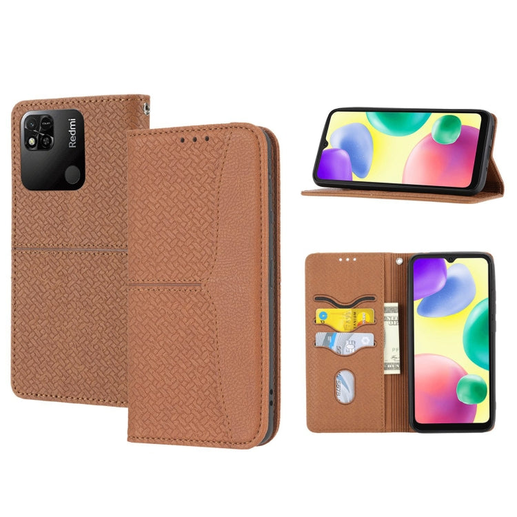 For Xiaomi Redmi 12C Woven Texture Stitching Magnetic Leather Phone Case