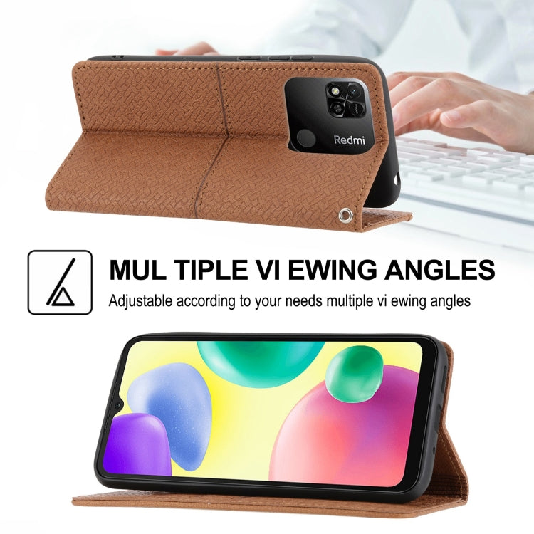 For Xiaomi Redmi 12C Woven Texture Stitching Magnetic Leather Phone Case
