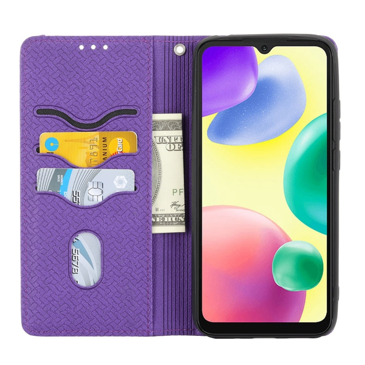 For Xiaomi Redmi 12C Woven Texture Stitching Magnetic Leather Phone Case