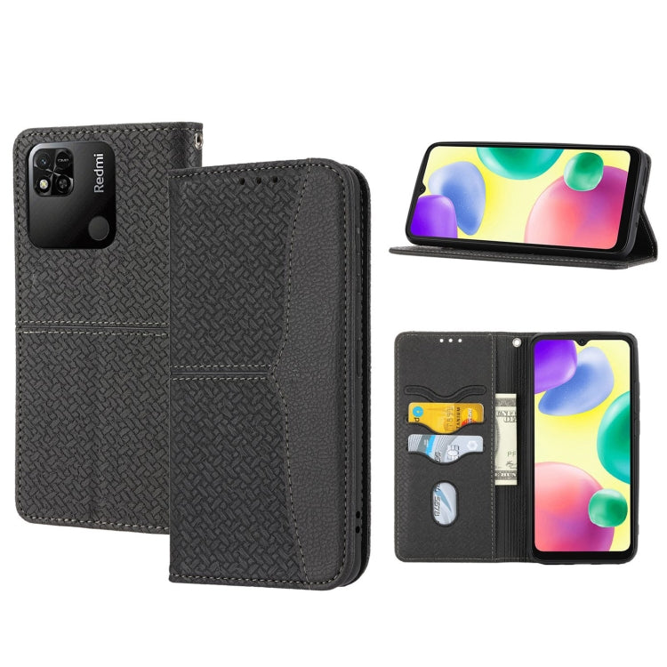 For Xiaomi Redmi 12C Woven Texture Stitching Magnetic Leather Phone Case