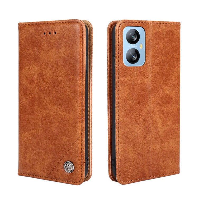For Blackview A52 Non-Magnetic Retro Texture Leather Phone Case