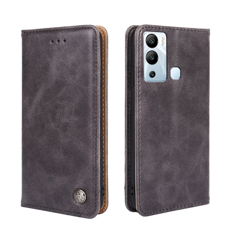 For Infinix Hot 12i Non-Magnetic Retro Texture Leather Phone Case