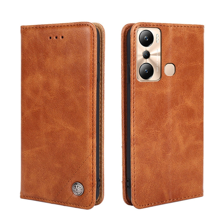 For Infinix Hot 20i Non-Magnetic Retro Texture Leather Phone Case