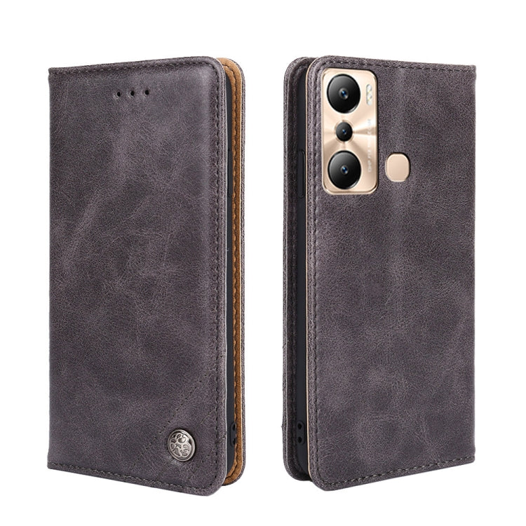 For Infinix Hot 20i Non-Magnetic Retro Texture Leather Phone Case