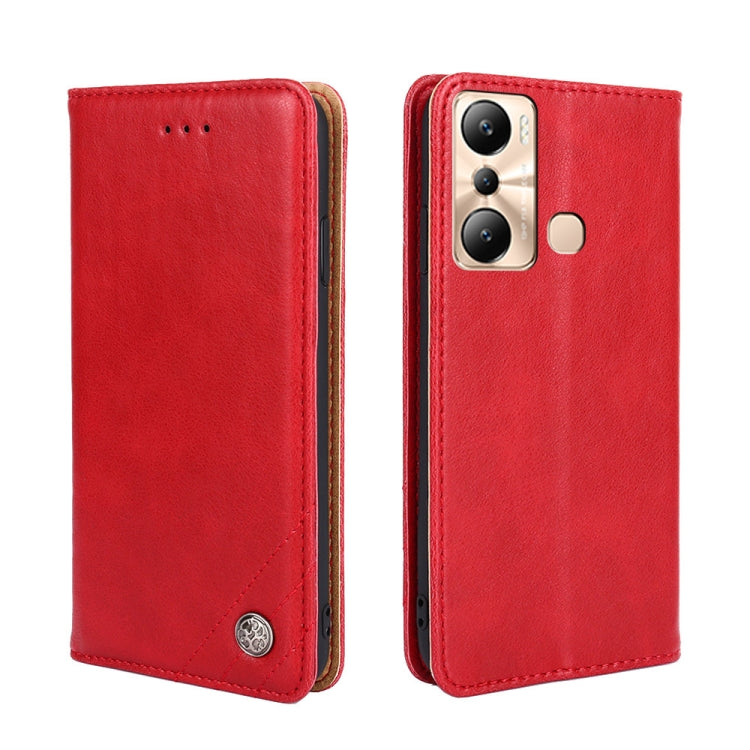 For Infinix Hot 20i Non-Magnetic Retro Texture Leather Phone Case