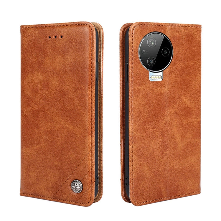 For Infinix Note 12 Pro 4G Non-Magnetic Retro Texture Leather Phone Case