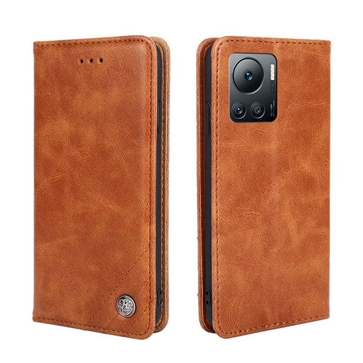 For Infinix Note 12 VIP Non-Magnetic Retro Texture Leather Phone Case