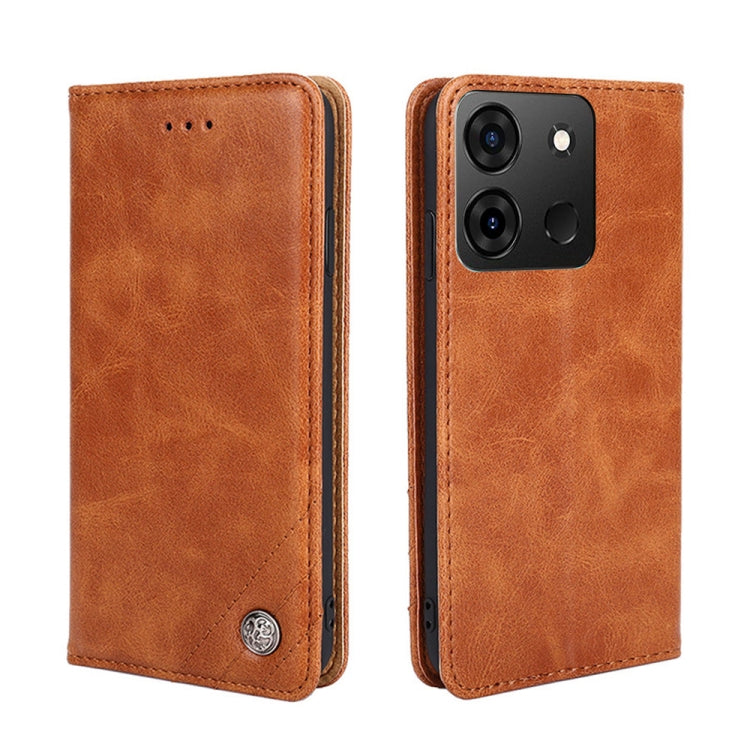 For Infinix Smart 7 Non-Magnetic Retro Texture Leather Phone Case