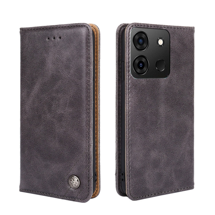 For Infinix Smart 7 Non-Magnetic Retro Texture Leather Phone Case