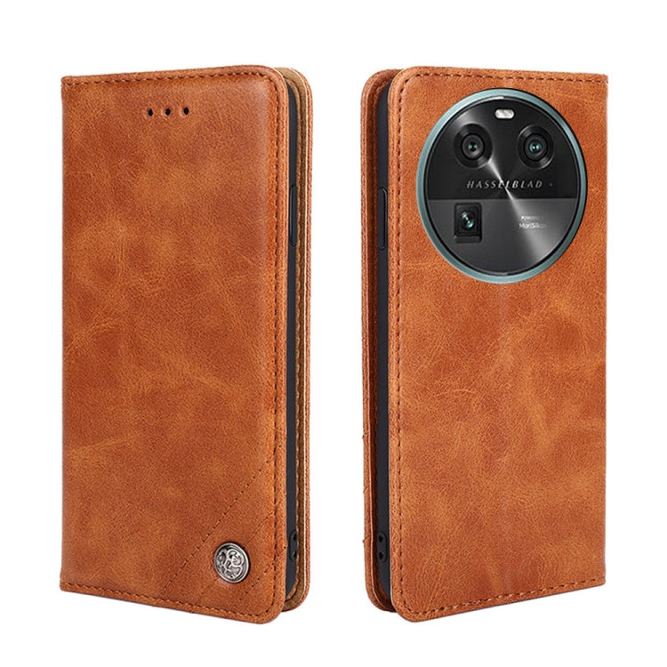 For OPPO Find X6 5G Non-Magnetic Retro Texture Leather Phone Case