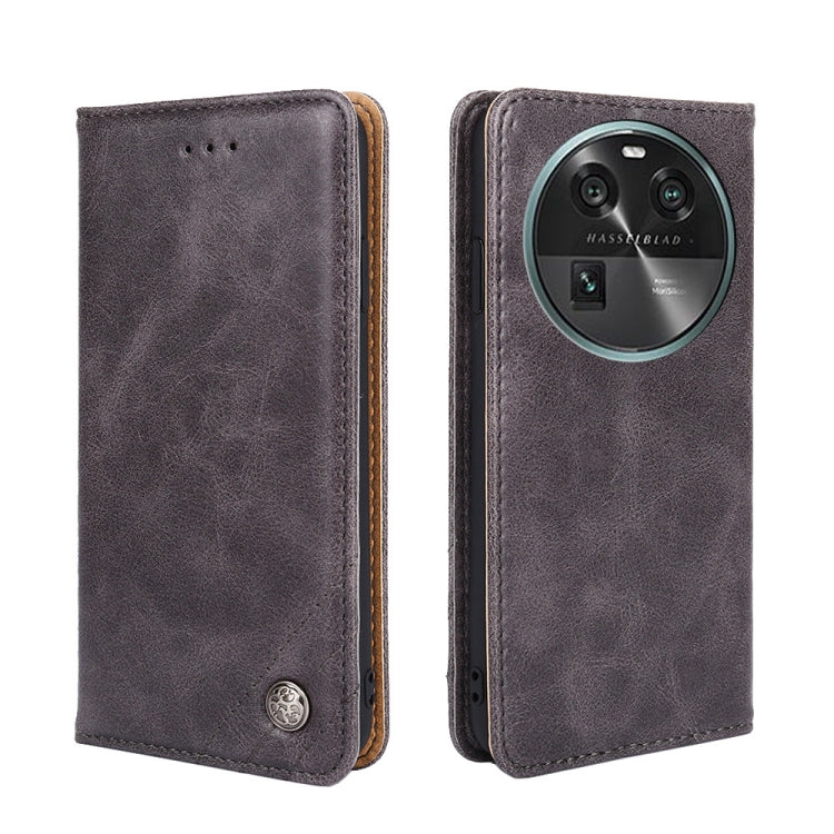 For OPPO Find X6 5G Non-Magnetic Retro Texture Leather Phone Case