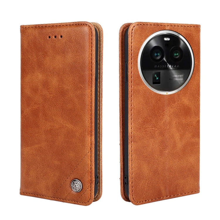 For OPPO Find X6 Pro 5G Non-Magnetic Retro Texture Leather Phone Case