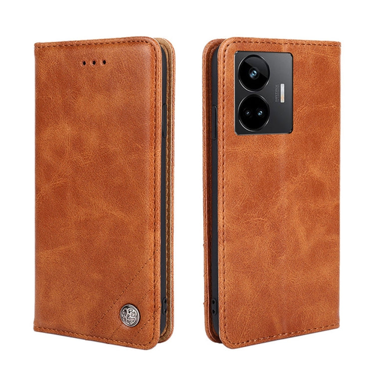 For Realme GT Neo5 Non-Magnetic Retro Texture Leather Phone Case