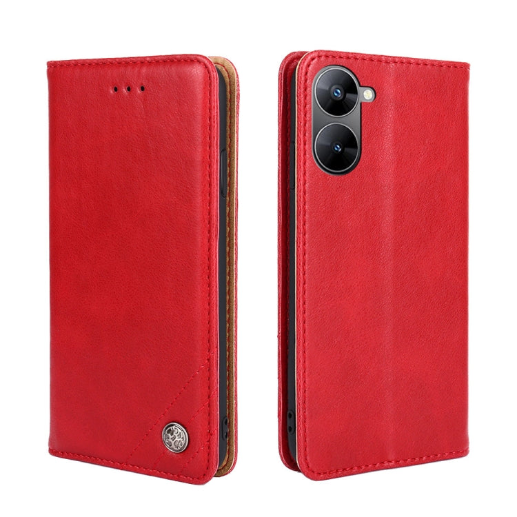 For Realme V30 5G / V30T Non-Magnetic Retro Texture Leather Phone Case