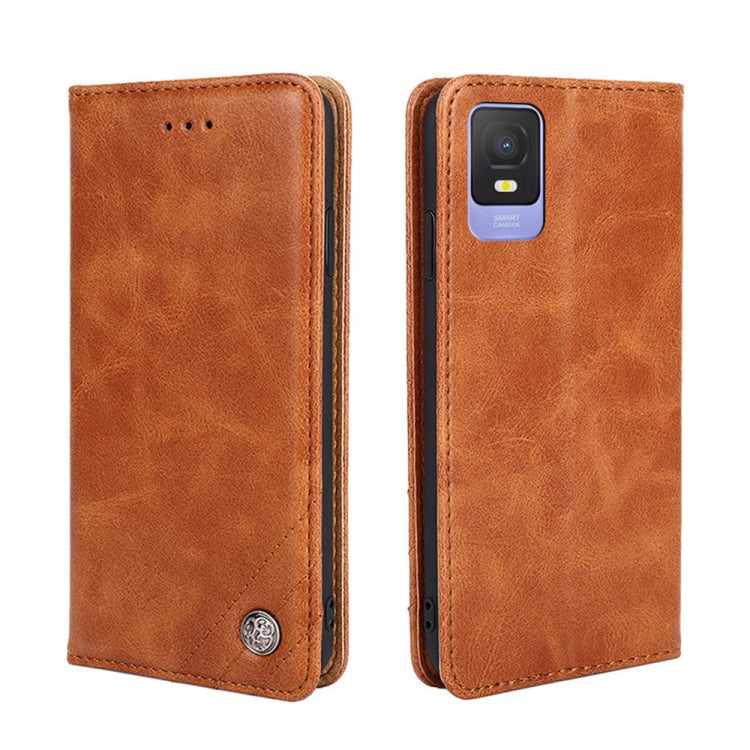 For TCL 403 Non-Magnetic Retro Texture Leather Phone Case