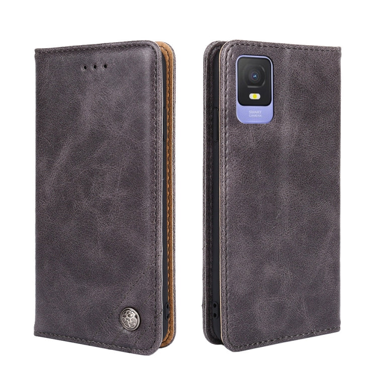 For TCL 403 Non-Magnetic Retro Texture Leather Phone Case