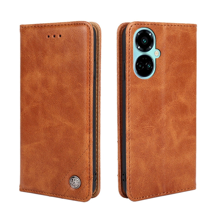 For Tecno Camon 19 / 19 Pro Non-Magnetic Retro Texture Leather Phone Case