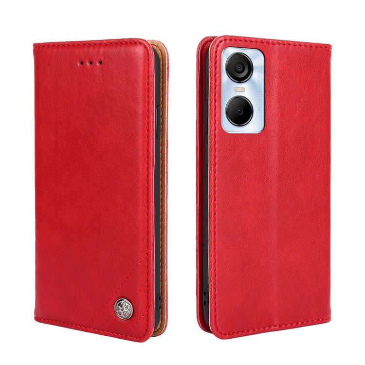 For Tecno Pop 6 Pro Non-Magnetic Retro Texture Leather Phone Case