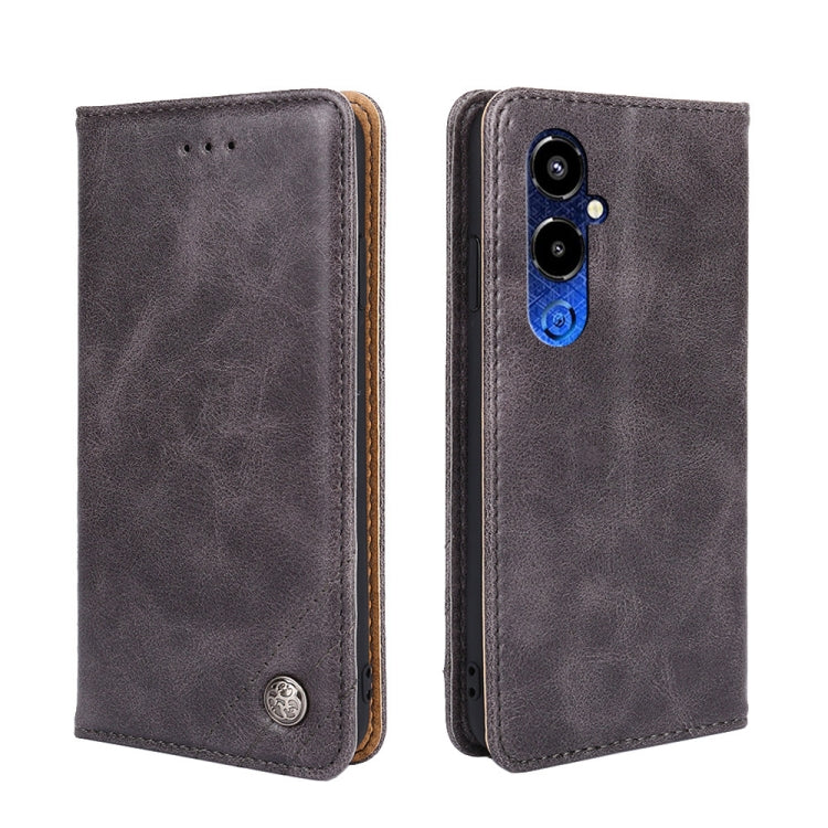 For Tecno Pova 4 Pro Non-Magnetic Retro Texture Leather Phone Case