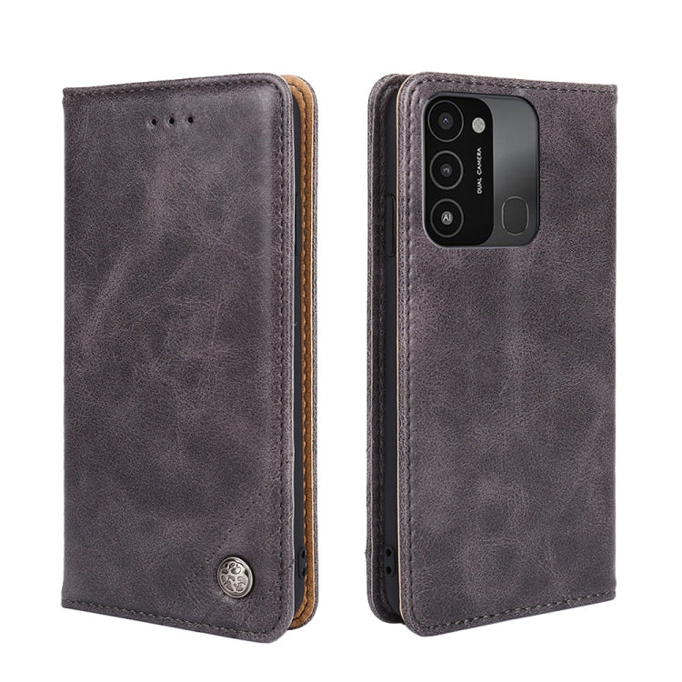 For Tecno Spark 8C Non-Magnetic Retro Texture Leather Phone Case