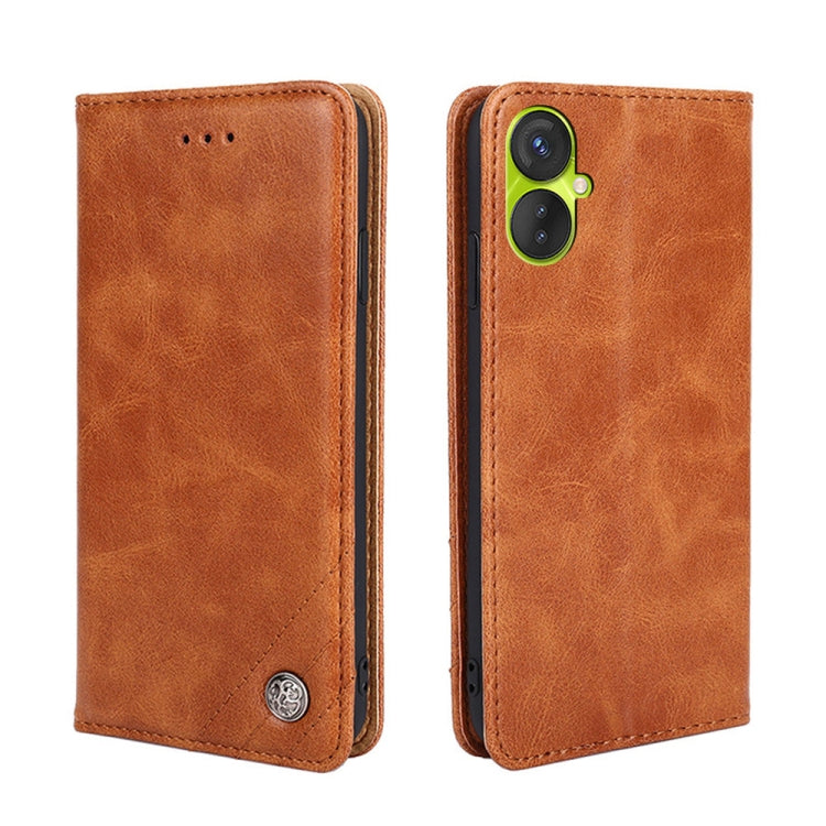 For Tecno Spark 9 Pro Non-Magnetic Retro Texture Leather Phone Case