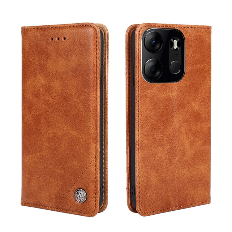 For Tecno Spark Go 2023 Non-Magnetic Retro Texture Leather Phone Case