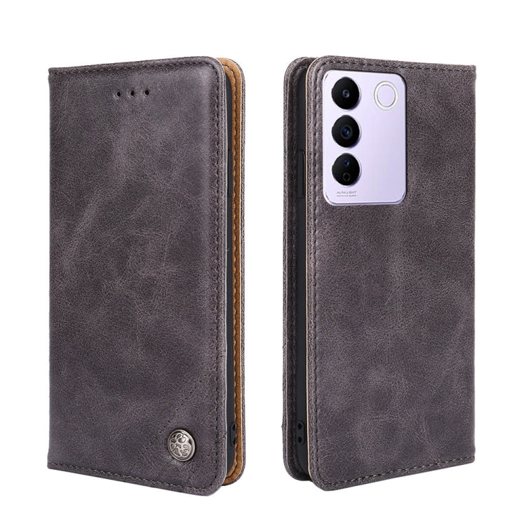 For vivo S16e Non-Magnetic Retro Texture Leather Phone Case