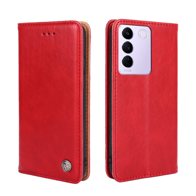 For vivo S16e Non-Magnetic Retro Texture Leather Phone Case