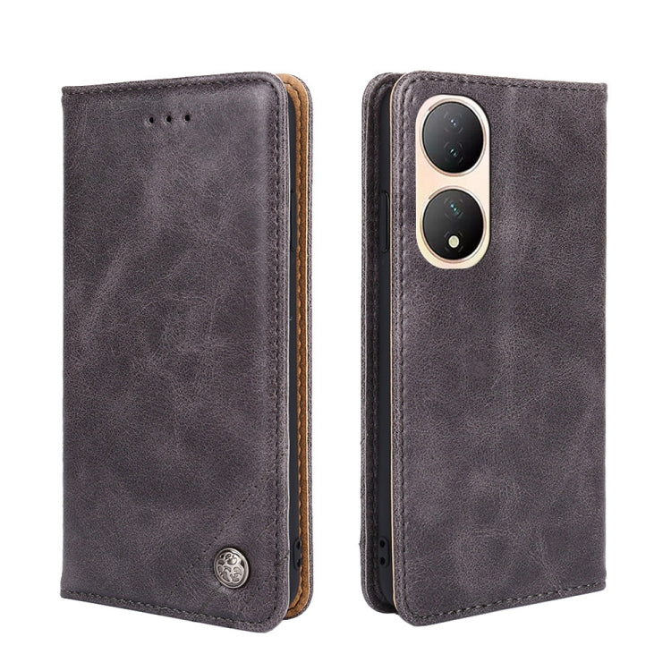 For vivo Y100 5G Non-Magnetic Retro Texture Leather Phone Case