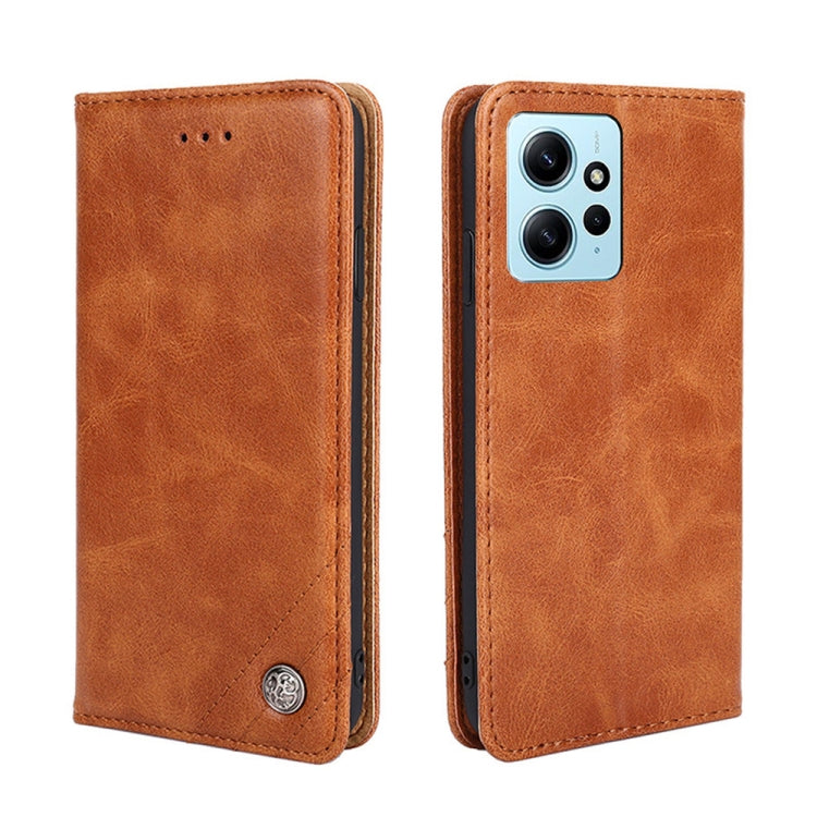 For Xiaomi Redmi Note 12 4G Global Non-Magnetic Retro Texture Leather Phone Case