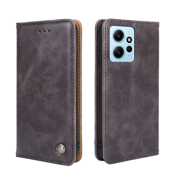 For Xiaomi Redmi Note 12 4G Global Non-Magnetic Retro Texture Leather Phone Case