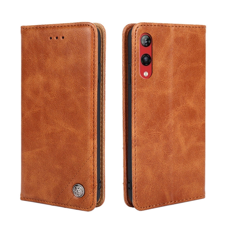 For Rakuten Hand 4G Non-Magnetic Retro Texture Leather Phone Case