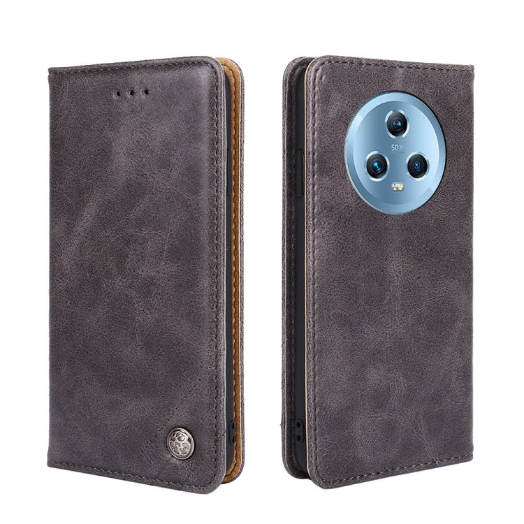 For Honor Magic5 Non-Magnetic Retro Texture Leather Phone Case