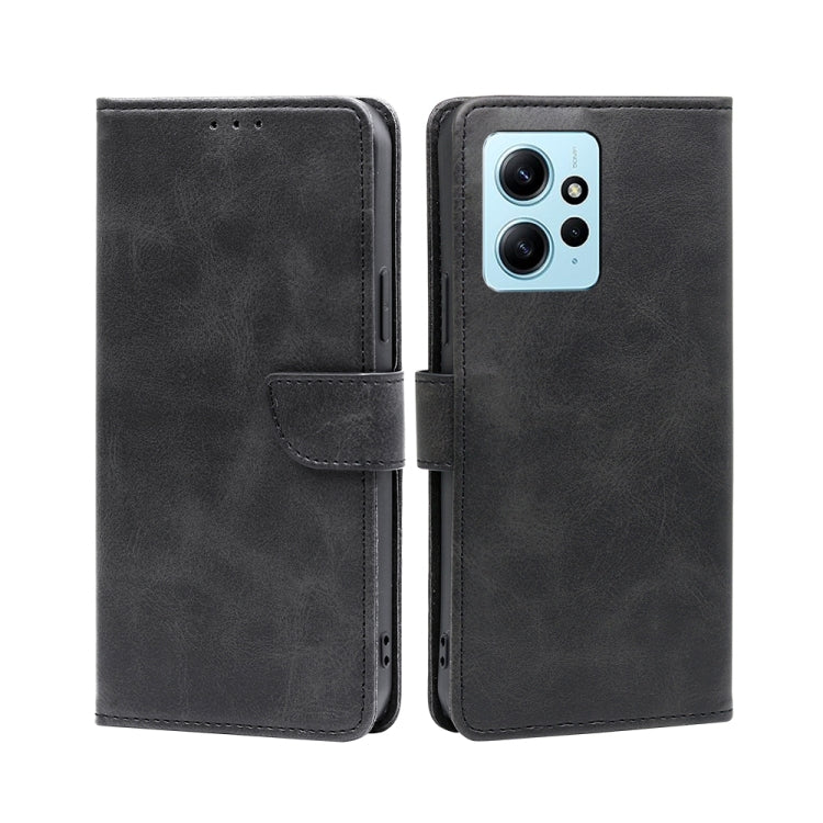 For Xiaomi Redmi Note 12 4G Global Calf Texture Buckle Flip Leather Phone Case