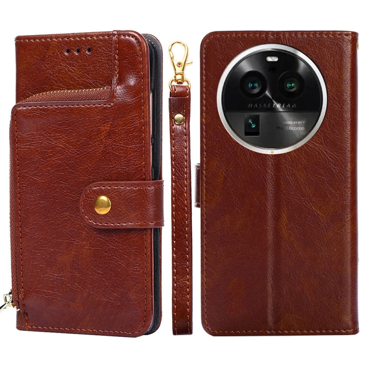 For OPPO Find X6 Pro 5G Zipper Bag Leather Phone Case