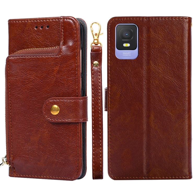 For TCL 403 Zipper Bag Leather Phone Case