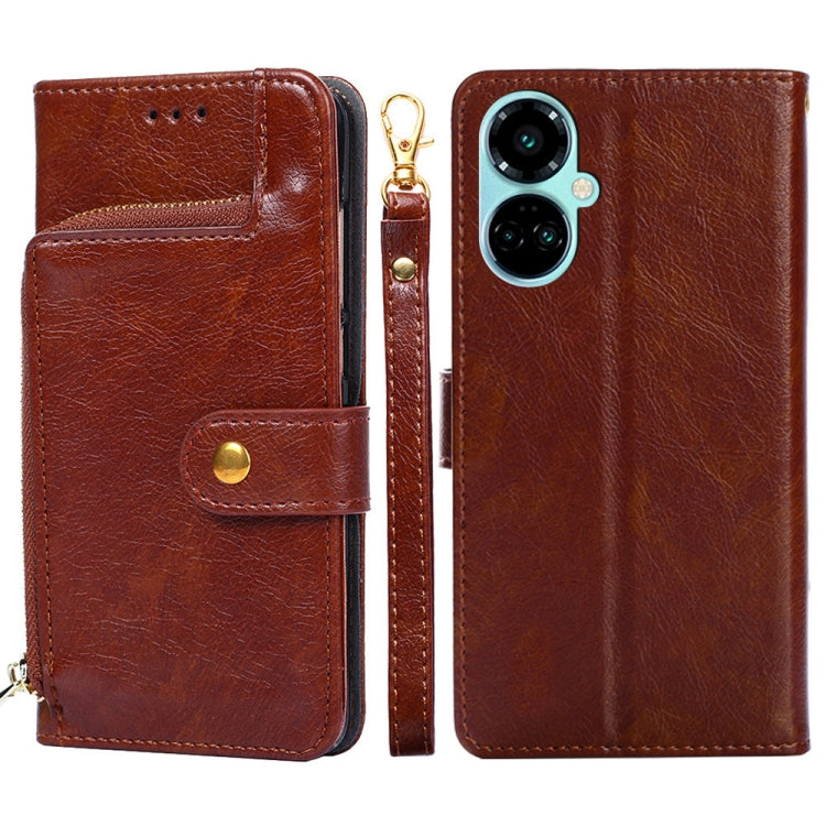 For Tecno Camon 19 / 19 Pro Zipper Bag Leather Phone Case