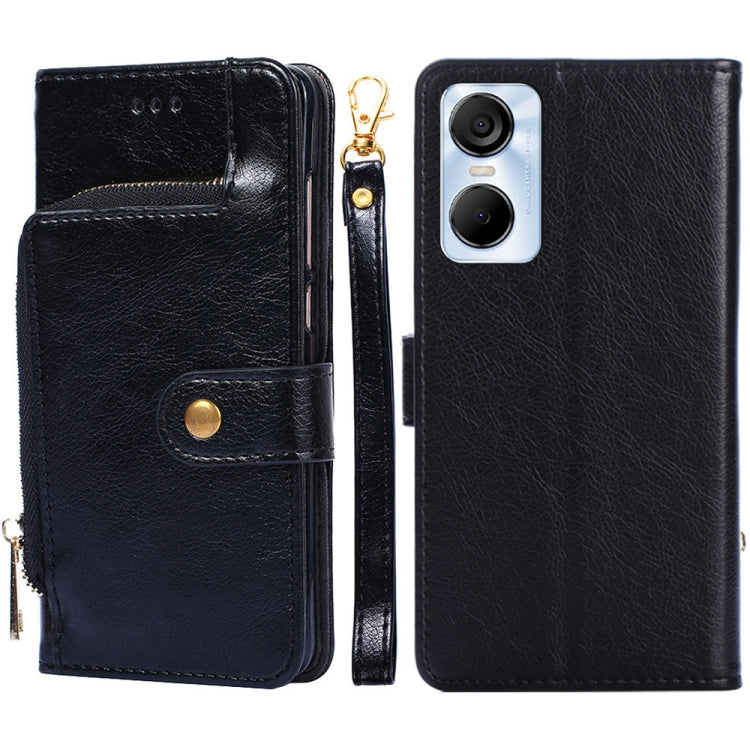 For Tecno Pop 6 Pro Zipper Bag Leather Phone Case