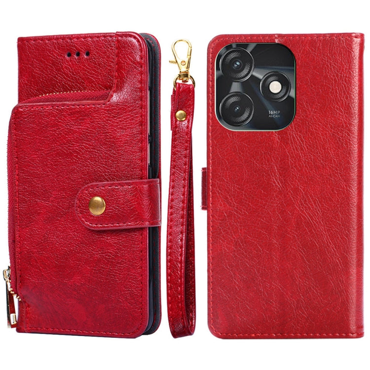 For Tecno Spark 10C Zipper Bag Leather Phone Case