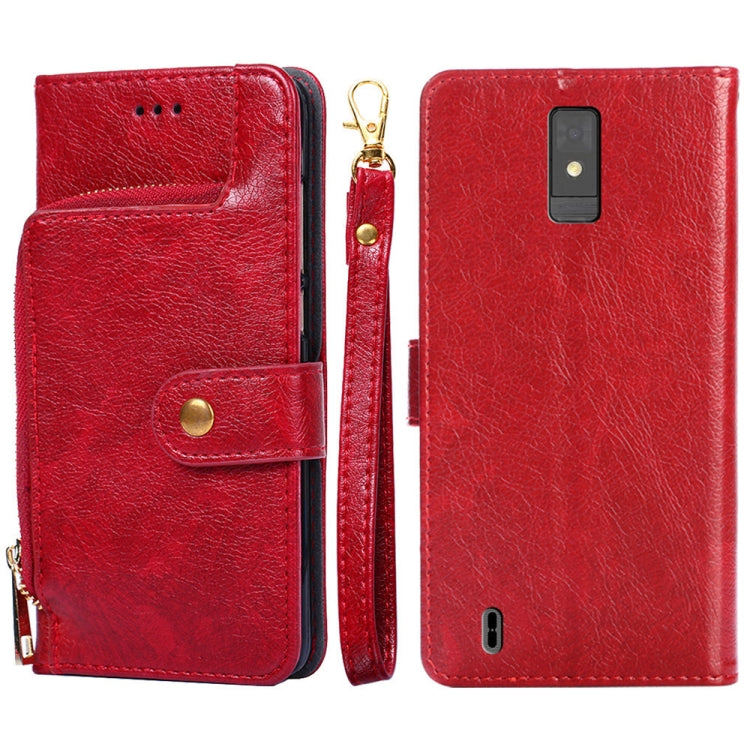 For ZTE Blade A32 Zipper Bag Leather Phone Case