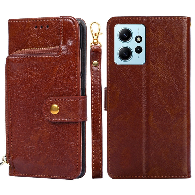 For Xiaomi Redmi Note 12 4G Global Zipper Bag Leather Phone Case